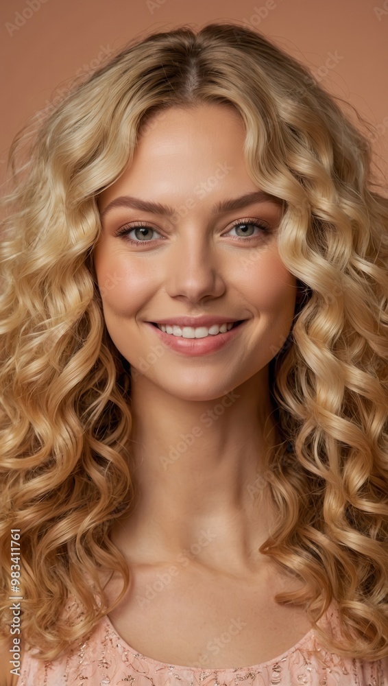 Cheerful Blonde Woman With Flowing Hair and Radiant Smile Cheerful Blonde Woman With Flowing Hair and Radiant Smile