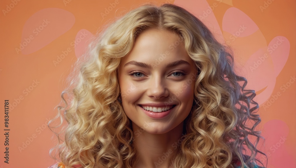 Smiling Blonde Woman With Prominent Cheekbones and Curly Hair Smiling Blonde Woman With Prominent Cheekbones and Curly Hair