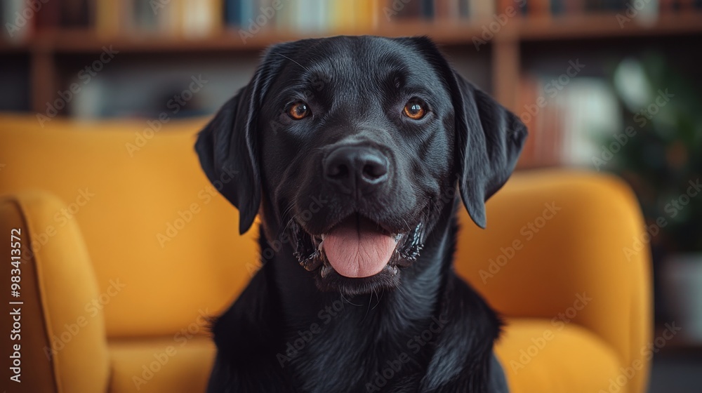 Cute portrait of a Labrador Retriever with shiny black coat. Cheerful demeanor Labrador Retriever sitting looking at the camera. Cute portrait of a Labrador Retriever with shiny black coat. Cheerful demeanor Labrador Retriever sitting looking at the camera.
