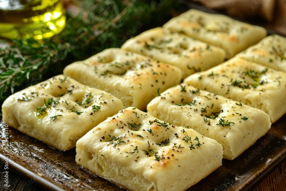 Freshly Baked Herb and Garlic Focaccia Bread Freshly Baked Herb and Garlic Focaccia Bread
