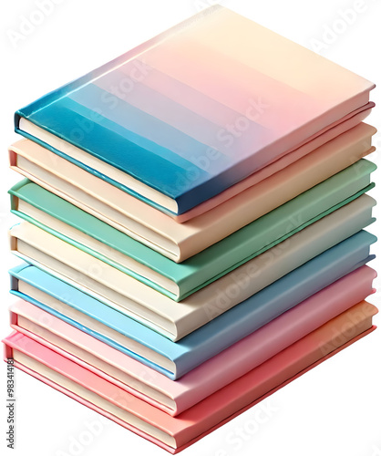 Wallpaper Mural A visually appealing arrangement of hardcover books in pastel colors lies stacked on a neutral surface, emphasizing their gradient design. The soft hues create a calming effect Torontodigital.ca