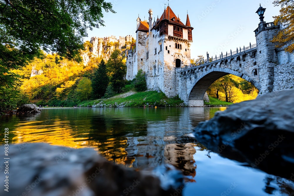 Fototapeta premium Halloween theme in travel destinations include spooky locations like Dracula’s Castle in Romania