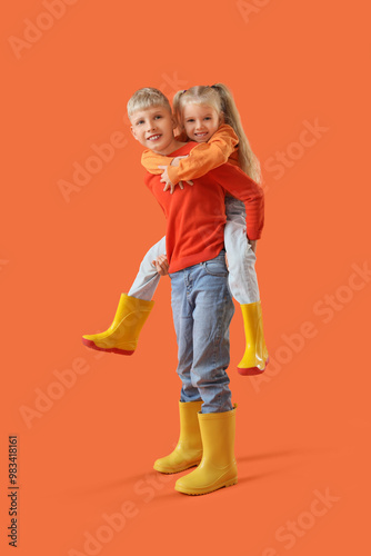 Happy children in gumboots ...