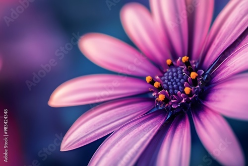 Wallpaper Mural Closeup of a Pink Daisy with Purple Center and Yellow Pollen Torontodigital.ca