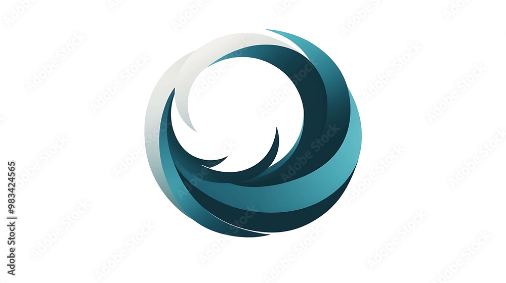 Abstract circular logo with blue and white gradient shapes. Abstract circular logo with blue and white gradient shapes.