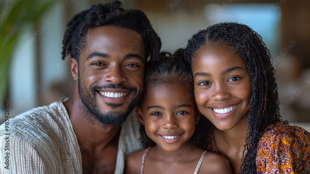 Happy Black family smiling for the camera. Happy Black family smiling for the camera.