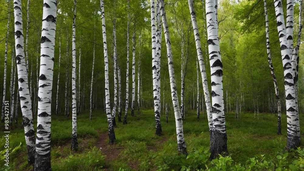 Beautiful forest full of birches Beautiful forest full of birches