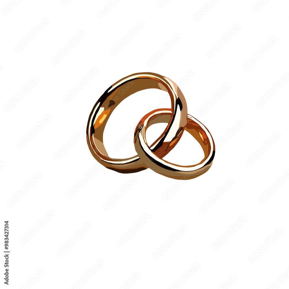 Golden wedding rings intertwined vector Golden wedding rings intertwined vector