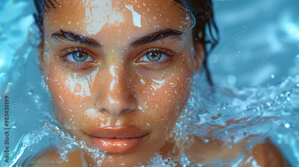 Foamy cleanser, glowing skin, water hydration, skincare routine, face wash, healthy skin, personal hygiene, skincare regimen, radiant beauty routine, skin therapy, ample copy space. Foamy cleanser, glowing skin, water hydration, skincare routine, face wash, healthy skin, personal hygiene, skincare regimen, radiant beauty routine, skin therapy, ample copy space.