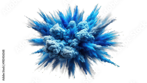 blue color explosion isolated on white or transparent png