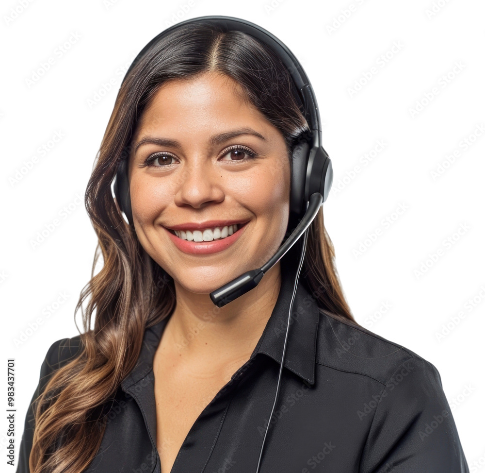 PNG Smiling customer service representative headset PNG Smiling customer service representative headset