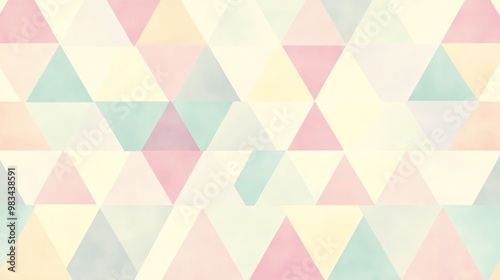 Abstract geometric pattern of pastel-colored triangles.