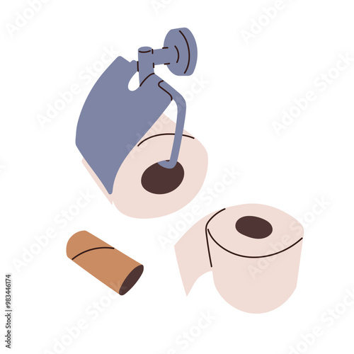 Toilet paper illustration, empty tube