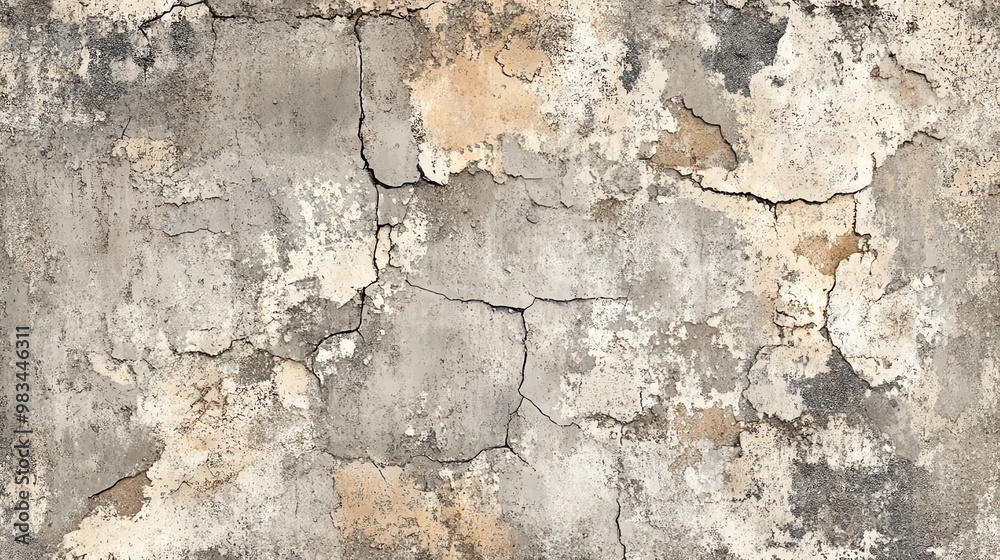 Weathered concrete wall with cracks and peeling paint. Weathered concrete wall with cracks and peeling paint.
