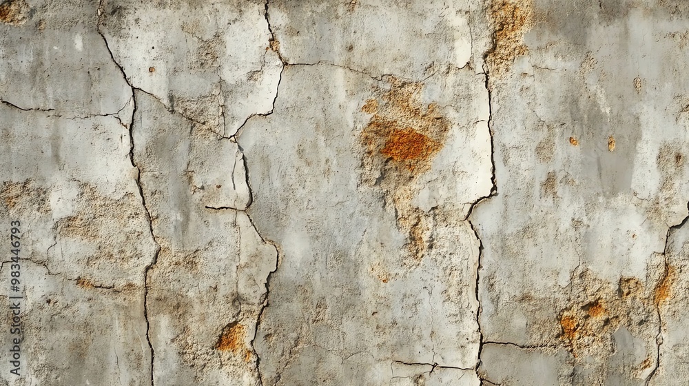 Fototapeta premium Cracked concrete wall with rust stains.
