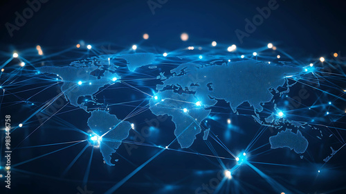 Abstract world map with connecting lines, representing global network.