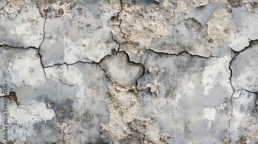 Naklejka premium Weathered, cracked, and chipped concrete wall.