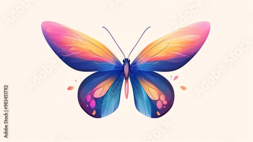 Colorful butterfly with vibrant wings against a white background.