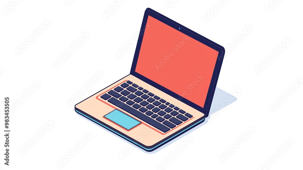 A simple illustration of a laptop computer with a blank screen. A simple illustration of a laptop computer with a blank screen.