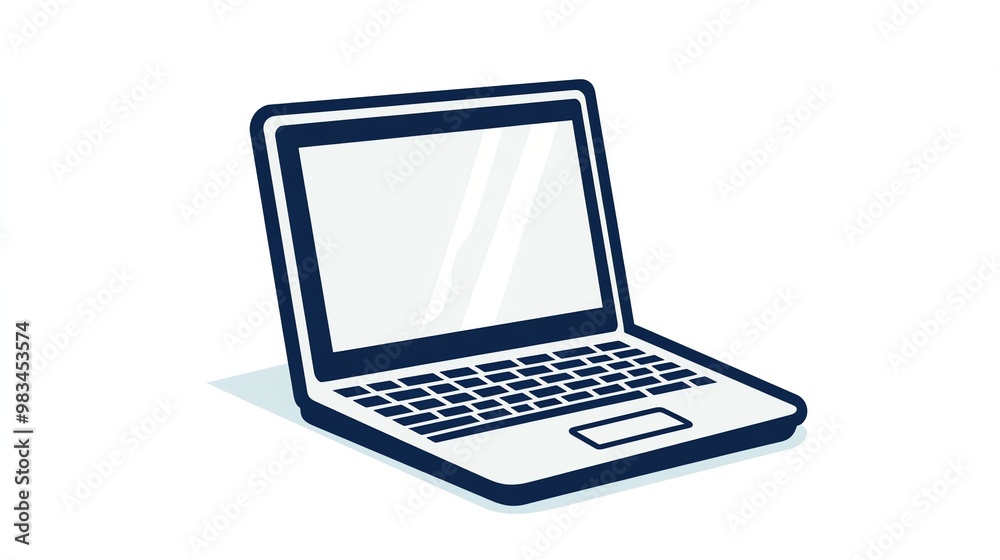 A simple illustration of a laptop computer with a blank screen. A simple illustration of a laptop computer with a blank screen.