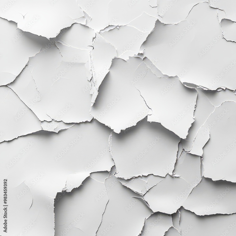 Obraz premium Texture of Cracked White Paint on Wall Surface
