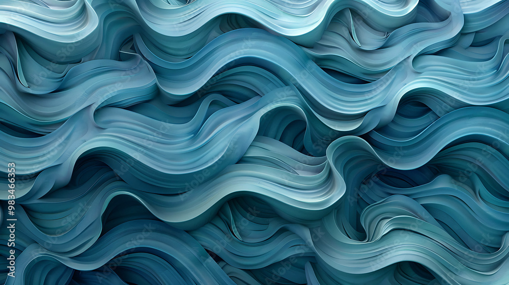 Obraz premium Abstract background with a swirling pattern of blue and teal ribbons.
