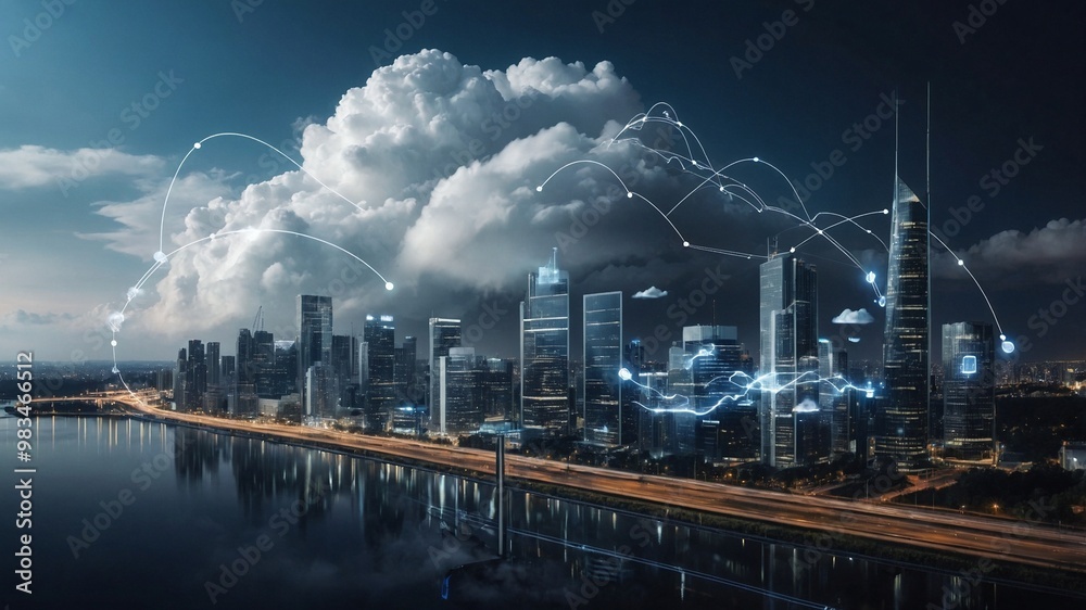 Cloud illustration representing how digital transformation is accelerating as businesses adopt cloud-based solutions to enhance agility and streamline operations Cloud illustration representing how digital transformation is accelerating as businesses adopt cloud-based solutions to enhance agility and streamline operations