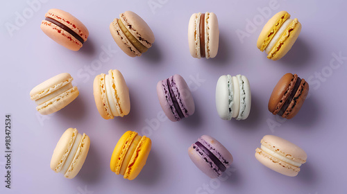 Wallpaper Mural Assortment of colorful macarons on a purple background. Torontodigital.ca