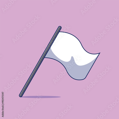 A minimalistic illustration of a white flag waving on a pink background, symbolizing surrender, peace, or neutrality