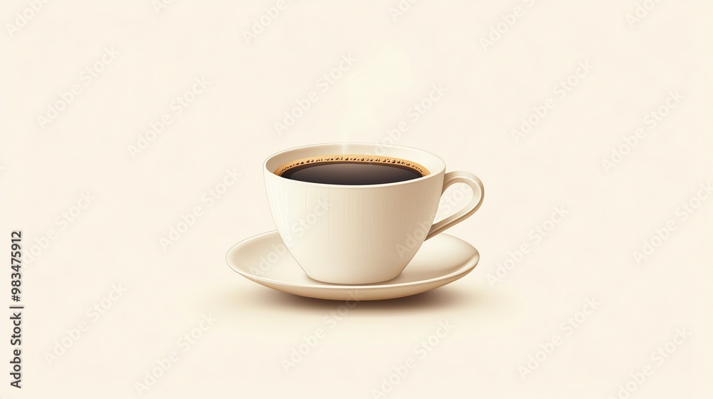 A steaming cup of coffee on a saucer. A steaming cup of coffee on a saucer.