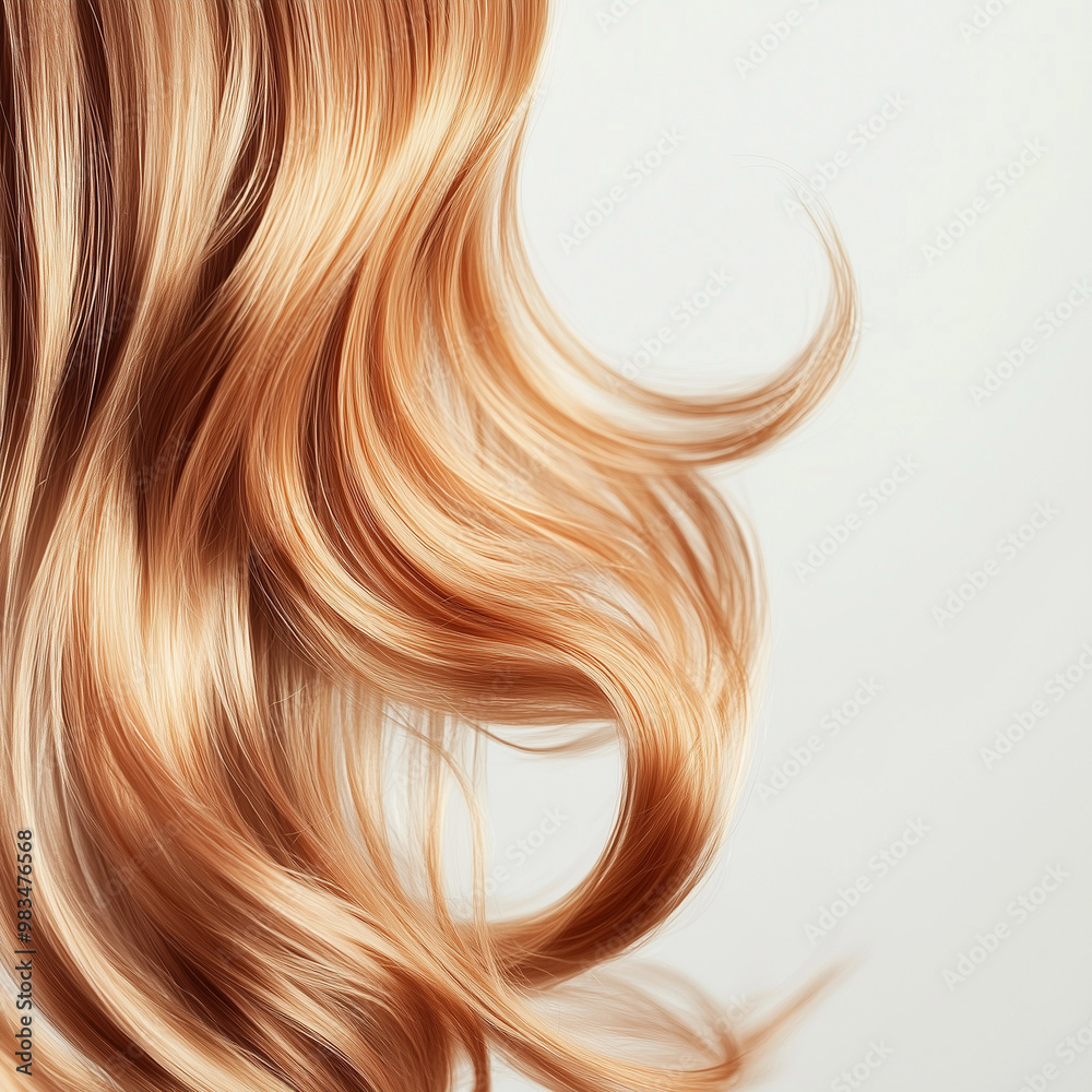 A strand of blonde wavy hair on a white background A strand of blonde wavy hair on a white background