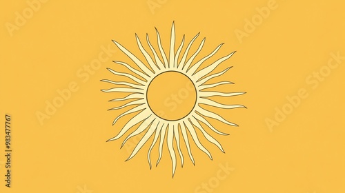 A minimalist depiction of the sun with a yellow background.