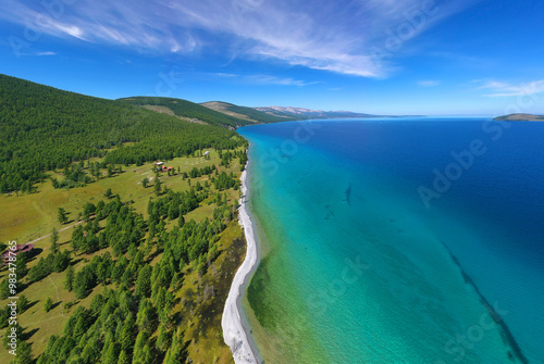Obraz na płótnie Lake Chövsgöl núr (Khövsgöl), Khövsgöl lake and Bulgan aimags in northern Mongolia w salonie