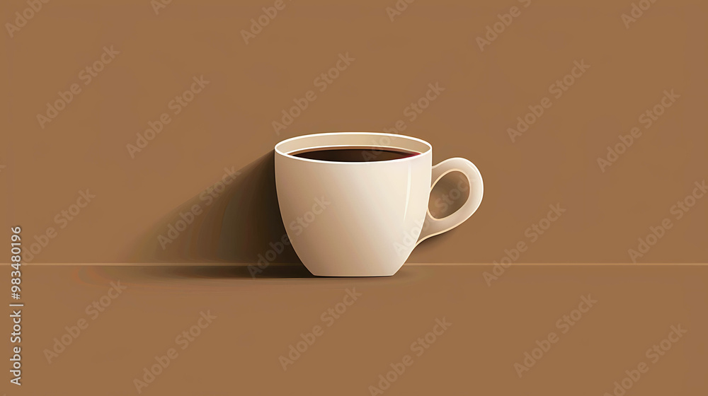 A single cup of coffee on a brown background. A single cup of coffee on a brown background.