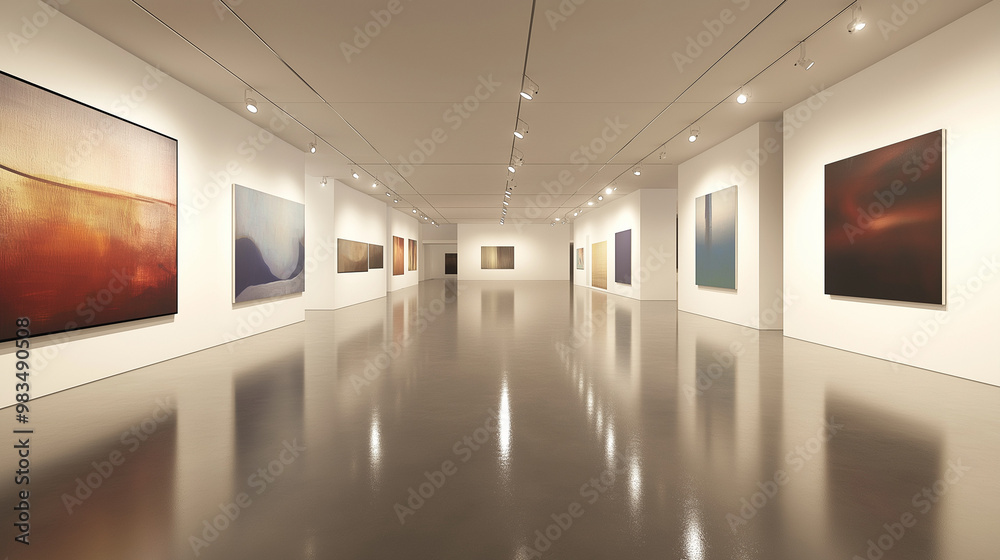 paintings in a gallery paintings in a gallery