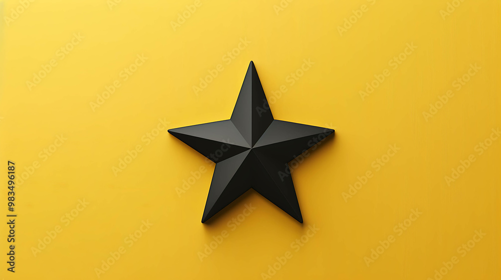 Obraz premium A black star on a yellow background.