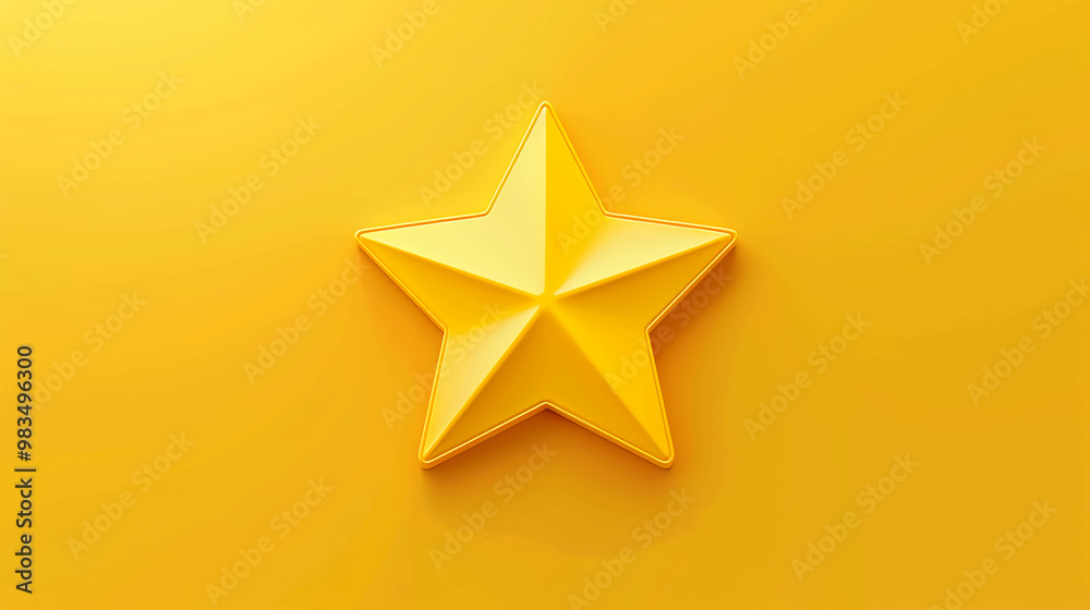 Obraz premium Single yellow star on a yellow background.