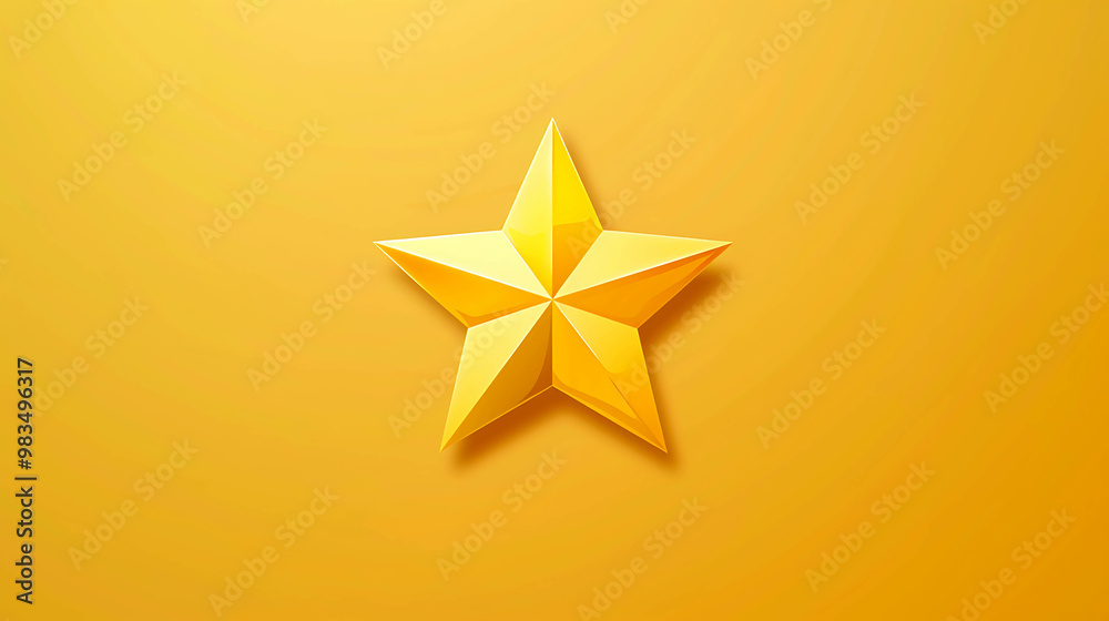 Fototapeta premium Single golden star on yellow background.