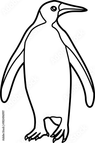 Penguin bird coloring outline illustration vector