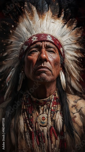 Native American Chief Portrait: A Study in Strength and Wisdom