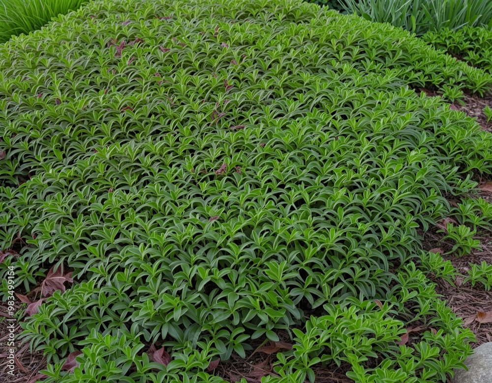 Lush Green Round Shrub in Vibrant Garden Lush Green Round Shrub in Vibrant Garden