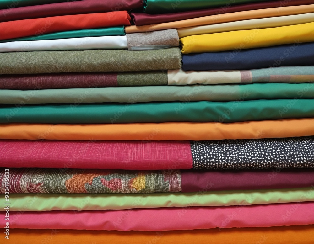 Colorful Fabric Swatches Stacked in Layers Colorful Fabric Swatches Stacked in Layers
