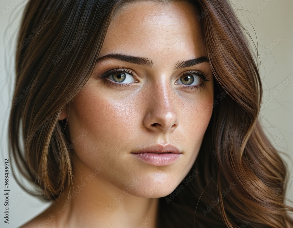 Contemplative Portrait of a Woman with Long Brown Hair Contemplative Portrait of a Woman with Long Brown Hair