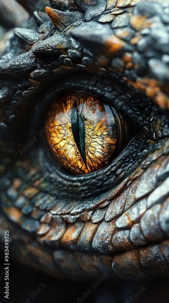 Close-up of a Dragon's Eye: A Mythical Creature's Gaze Close-up of a Dragon's Eye: A Mythical Creature's Gaze