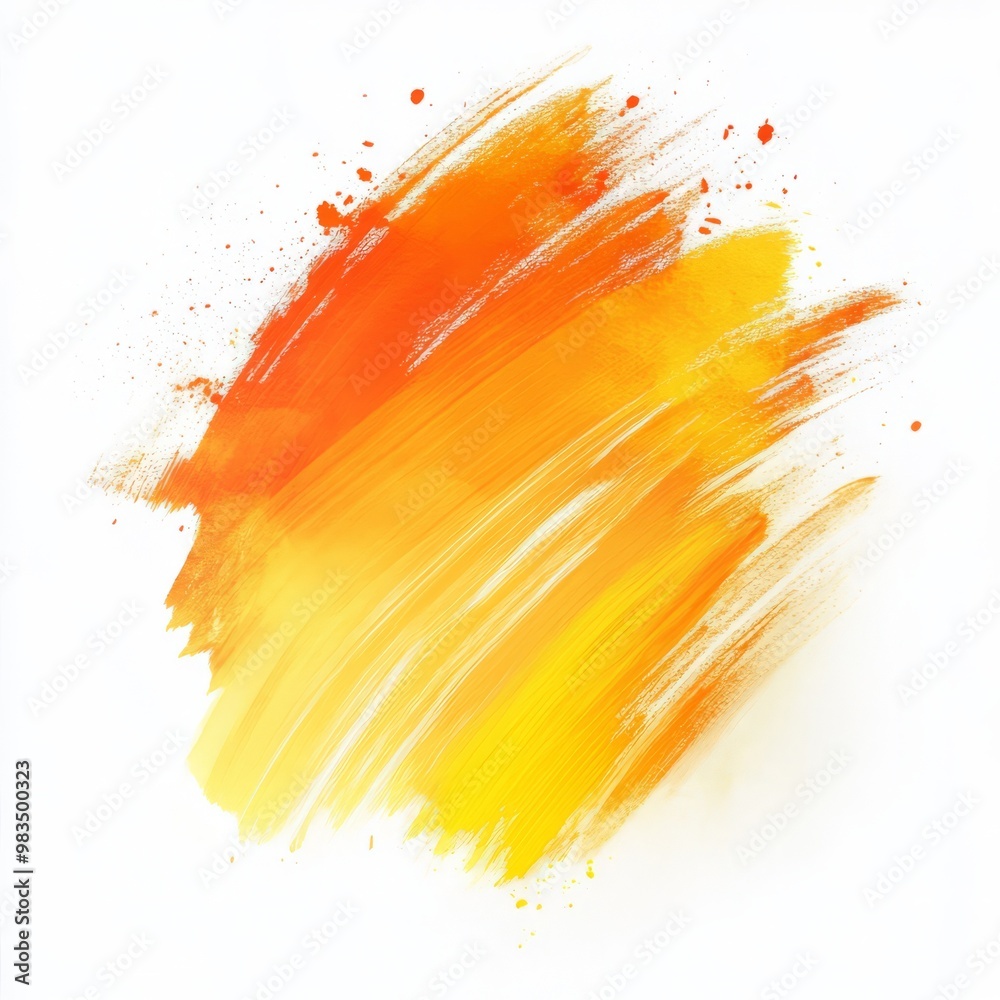 Vibrant Orange and Yellow Abstract Brush Stroke