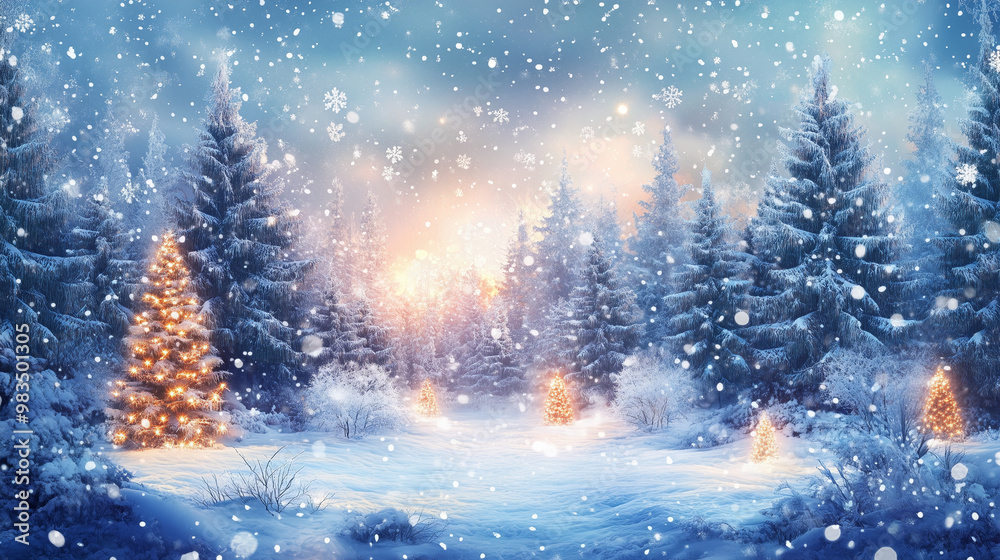 new year winter art design with snow and white pine for background new year winter art design with snow and white pine for background