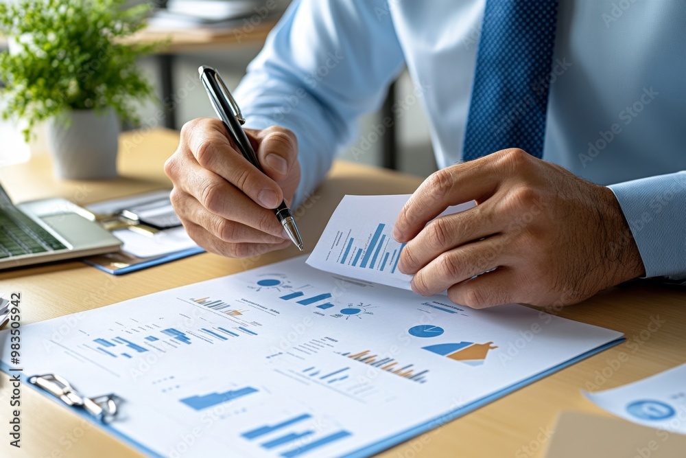Close-up of hands holding a business plan, preparing for the sale or acquisition of a company Close-up of hands holding a business plan, preparing for the sale or acquisition of a company