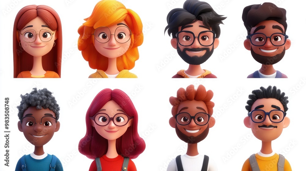 Smiling People Closeup Portrait Set Cute Cartoon Businessman Male and Female Avatars Multi-ethnic Man and Woman Faces Isolated on White Background Smiling People Closeup Portrait Set Cute Cartoon Businessman Male and Female Avatars Multi-ethnic Man and Woman Faces Isolated on White Background