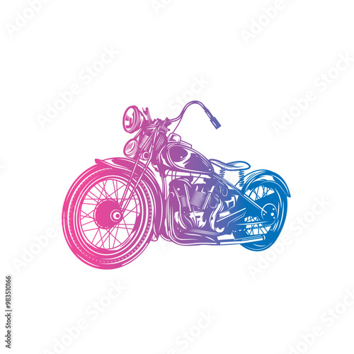 Classic vintage motorcycle. Original vector illustration in vintage style. photo