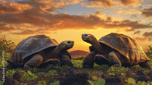 Turtles at Sunset A Serene Wildlife Encounter